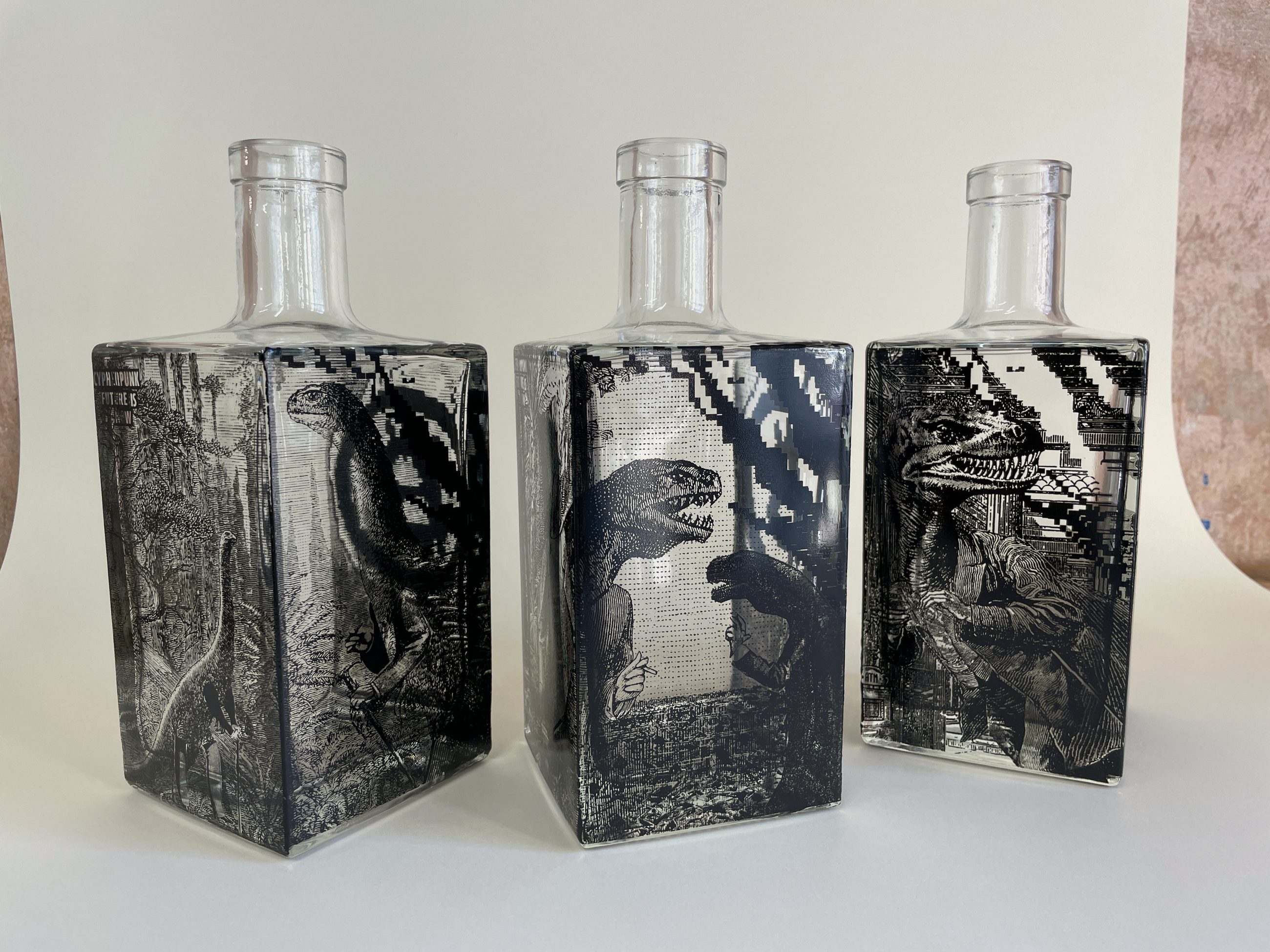 Bitcoin Meteorite — screen print on a whiskey bottle