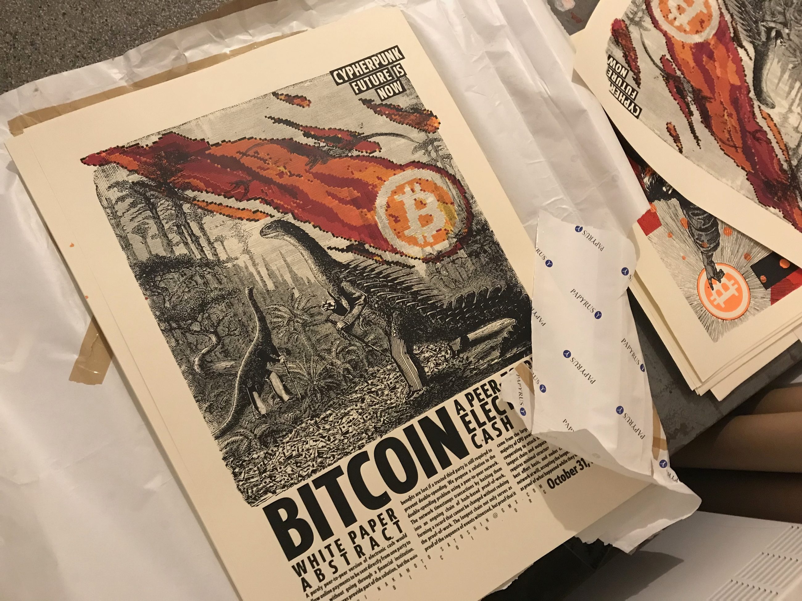 The Bitcoin Meteorite print, fresh from the printer's, arriving at my studio