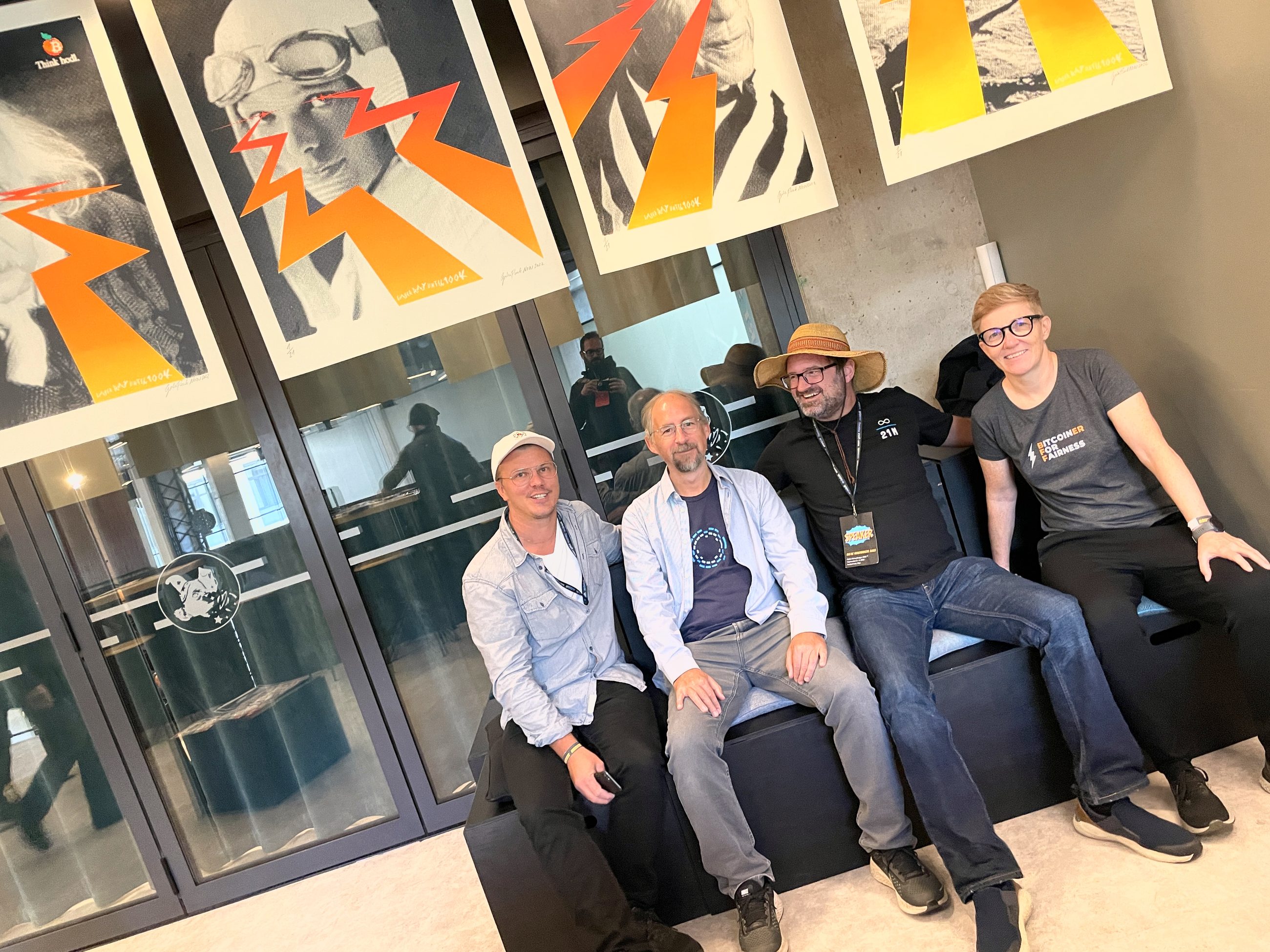 Cypherpunk OGs with my prints from the Think Hodl series