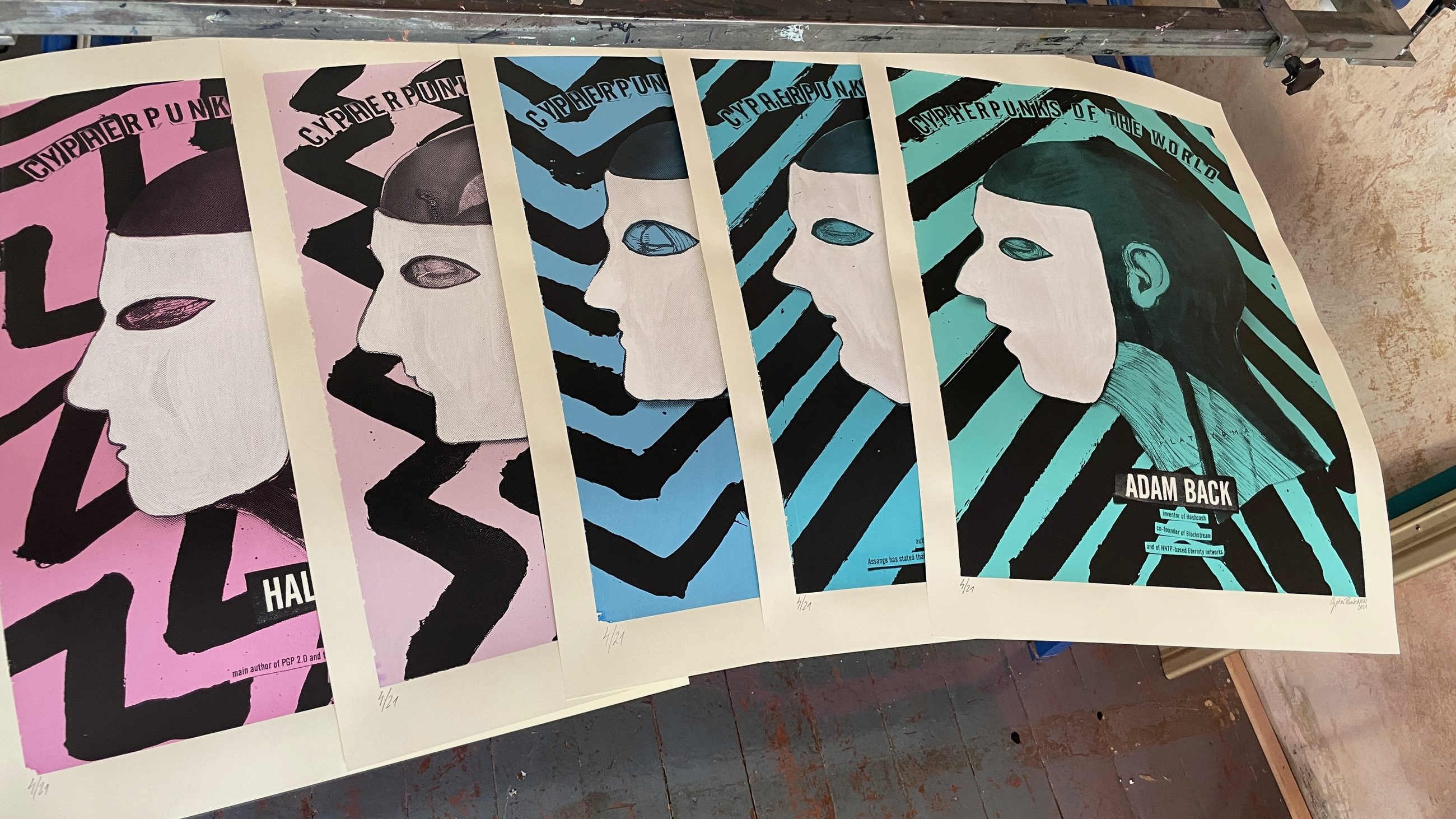 Cypherpunks Of The World — color variants of the print