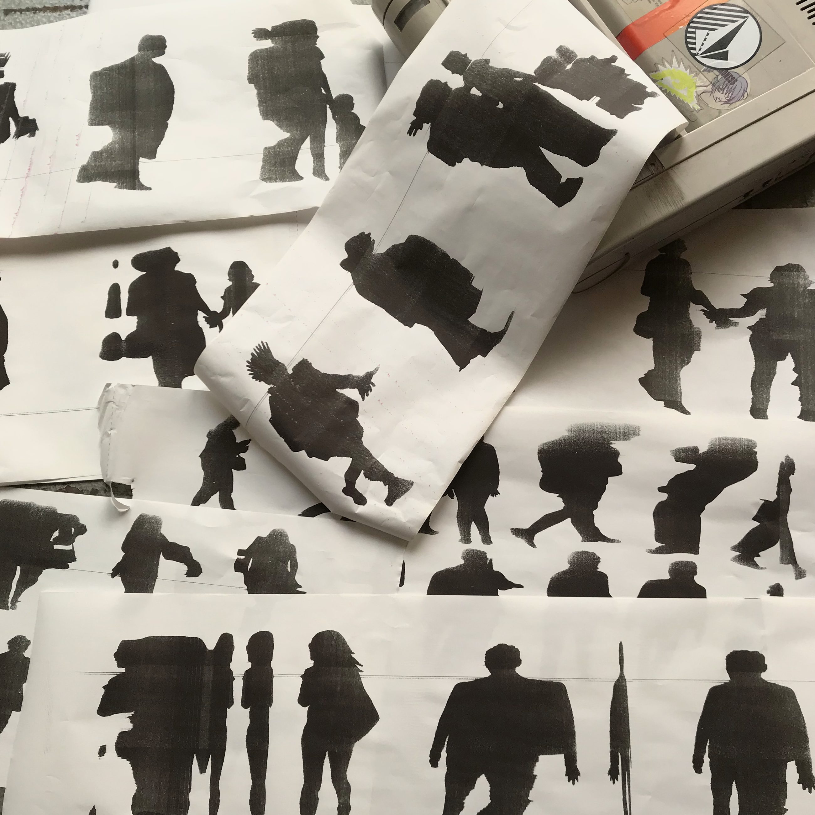 Fax-distorted silhouettes — motif for the Hackers Congress Paralelní Polis poster