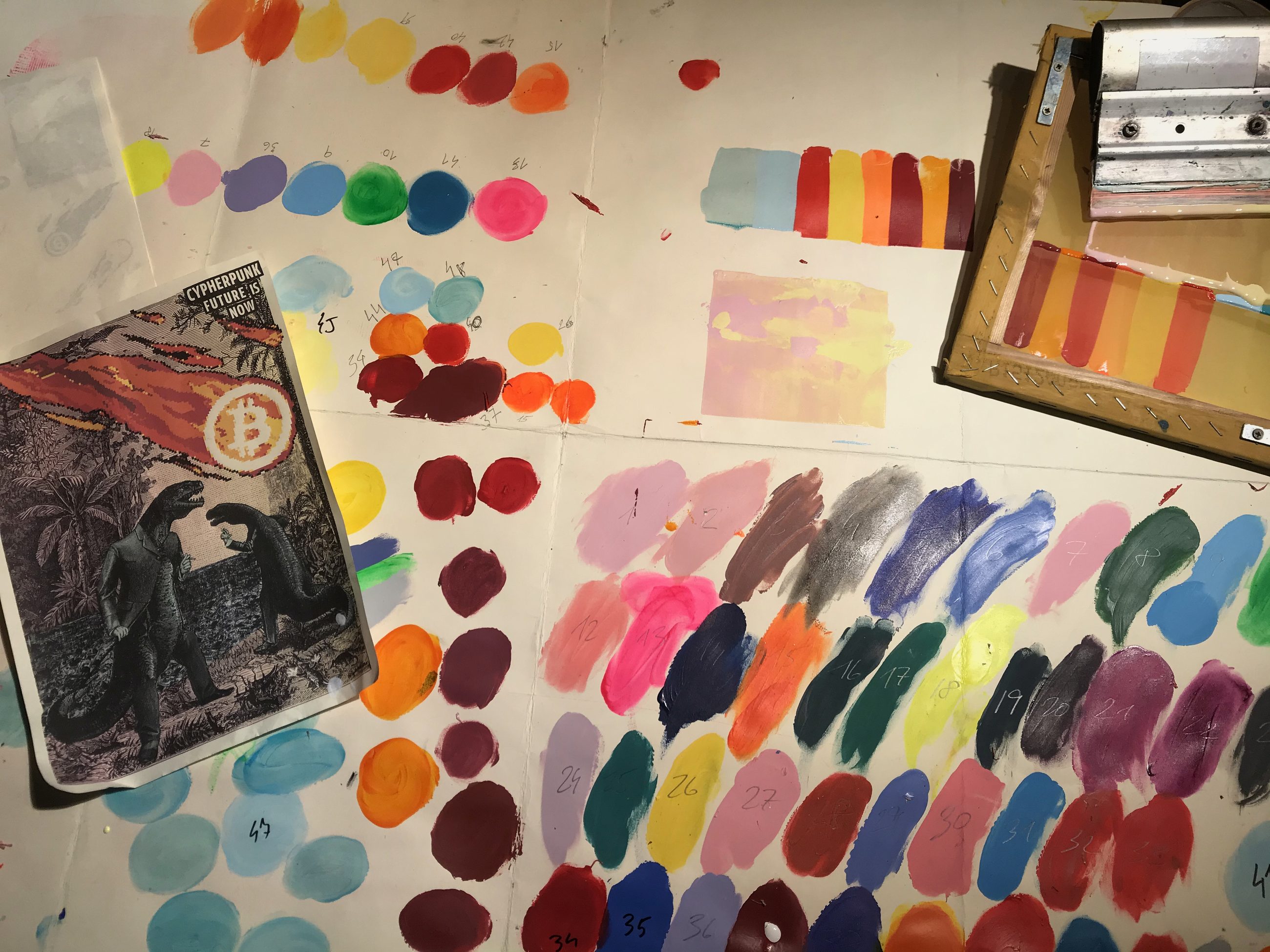 Mixing colors for the Bitcoin White Paper 2020 motif — color palette