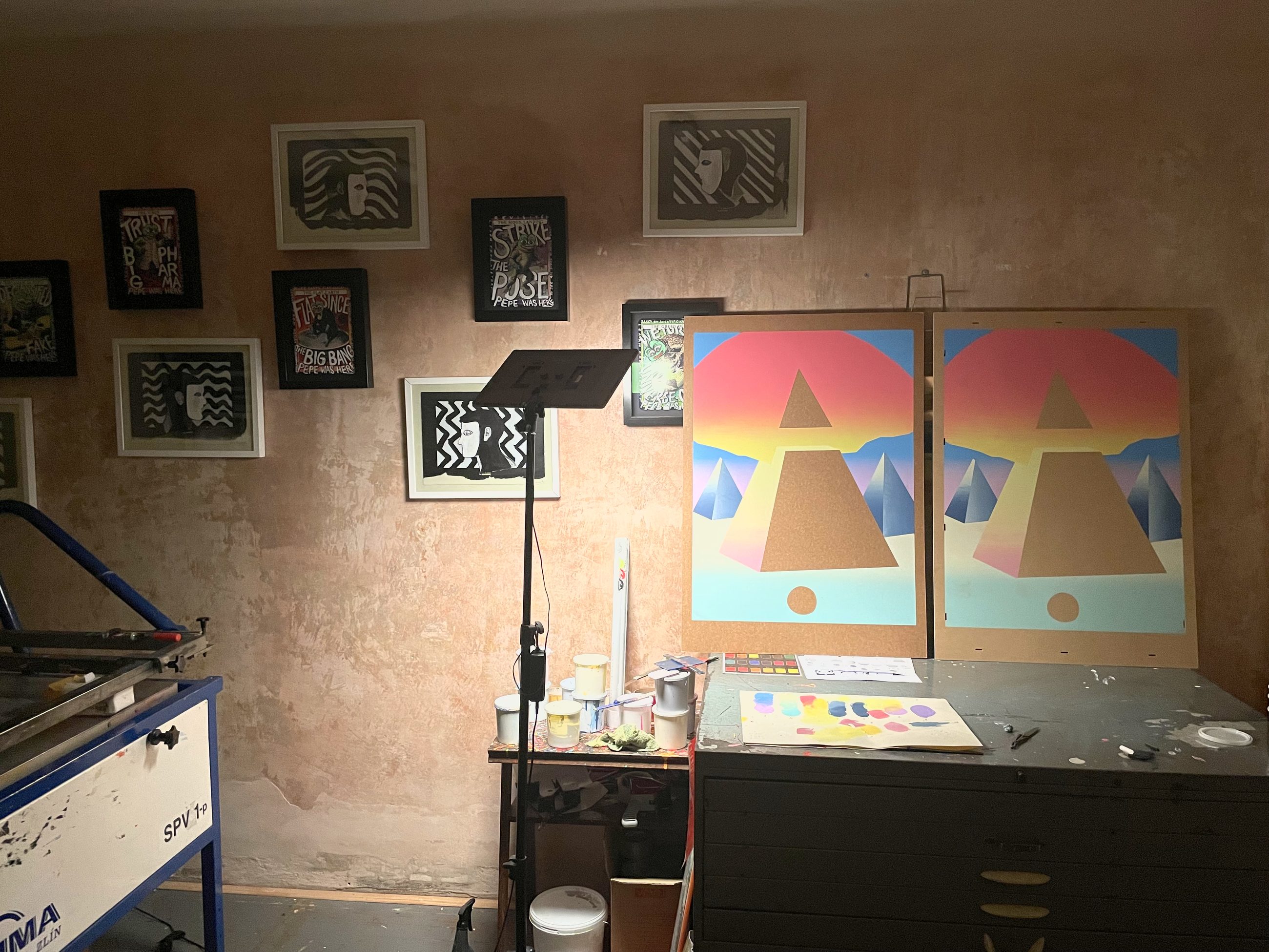 My studio with the Cypherpunks Of The World collages