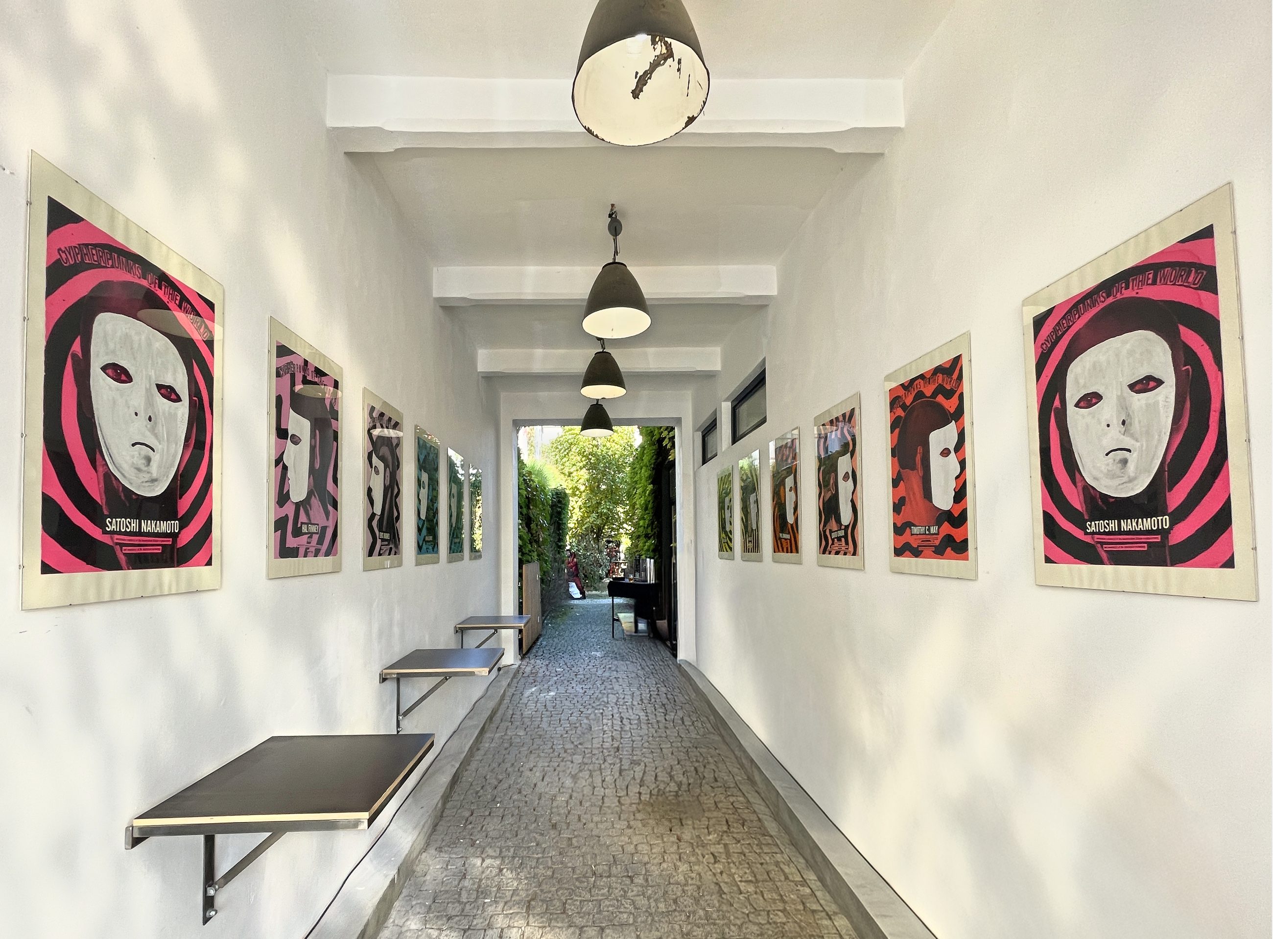 Exhibition at Paralelní Polis — Cypherpunks Of The World in the corridor