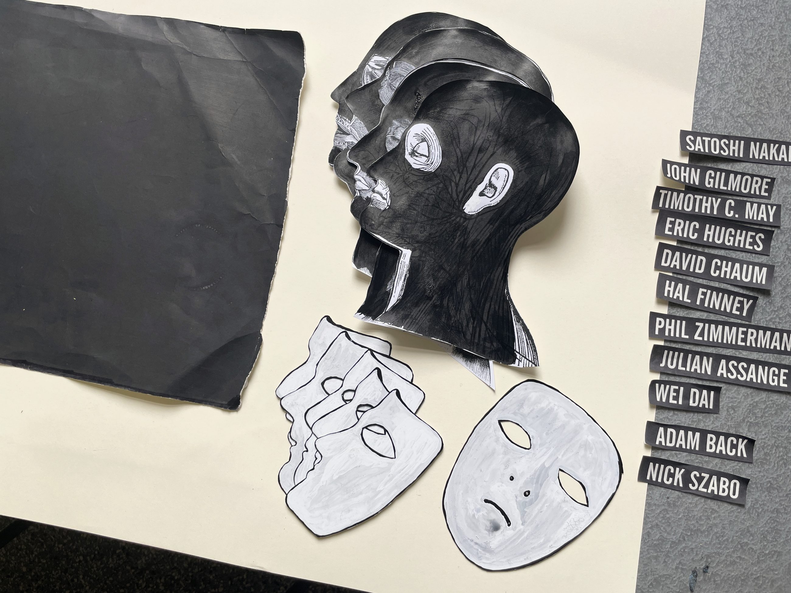 Working on a collage for the Cypherpunks Of The World project