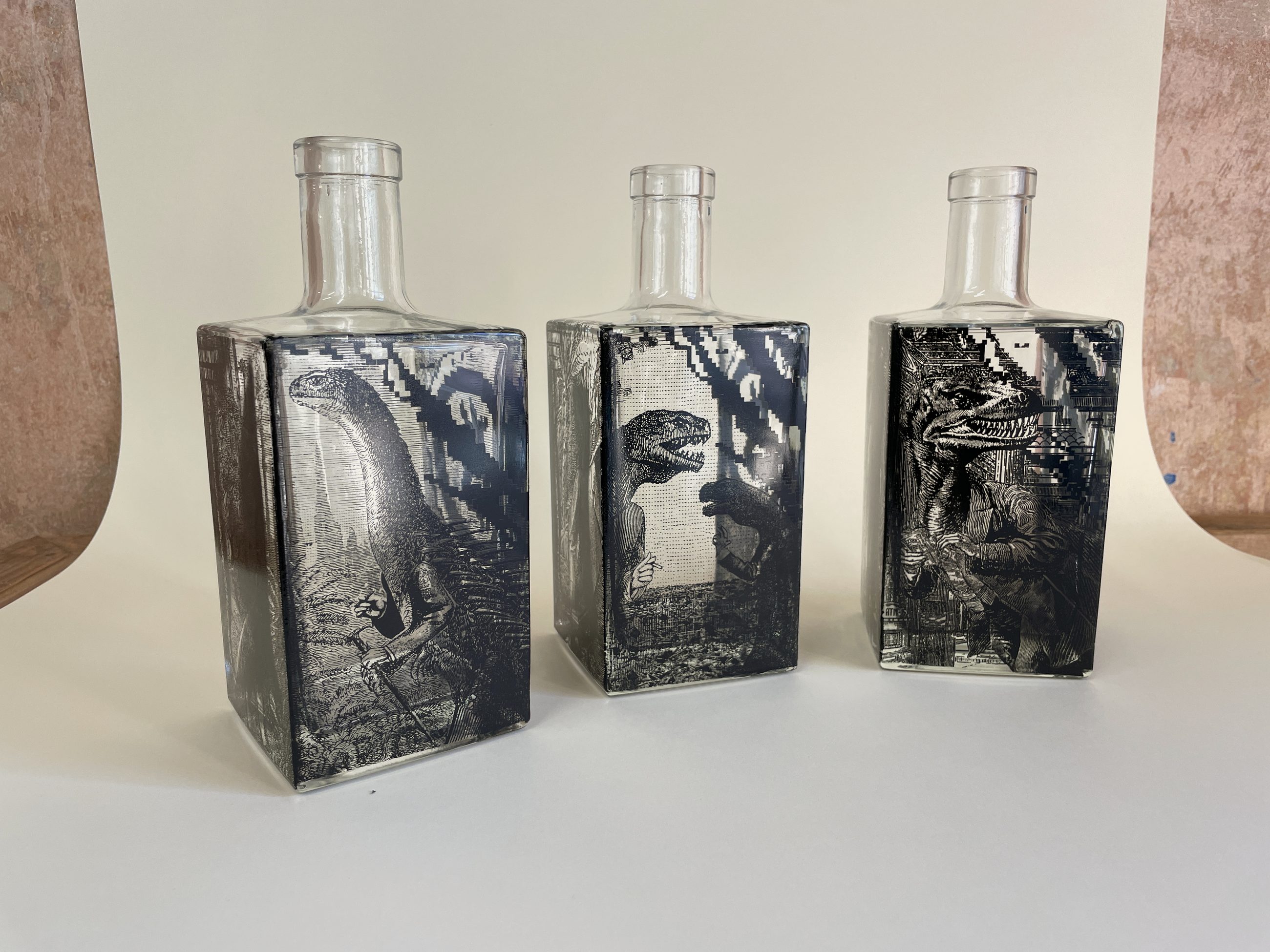 The Bitcoin Meteorite series on a whiskey bottle