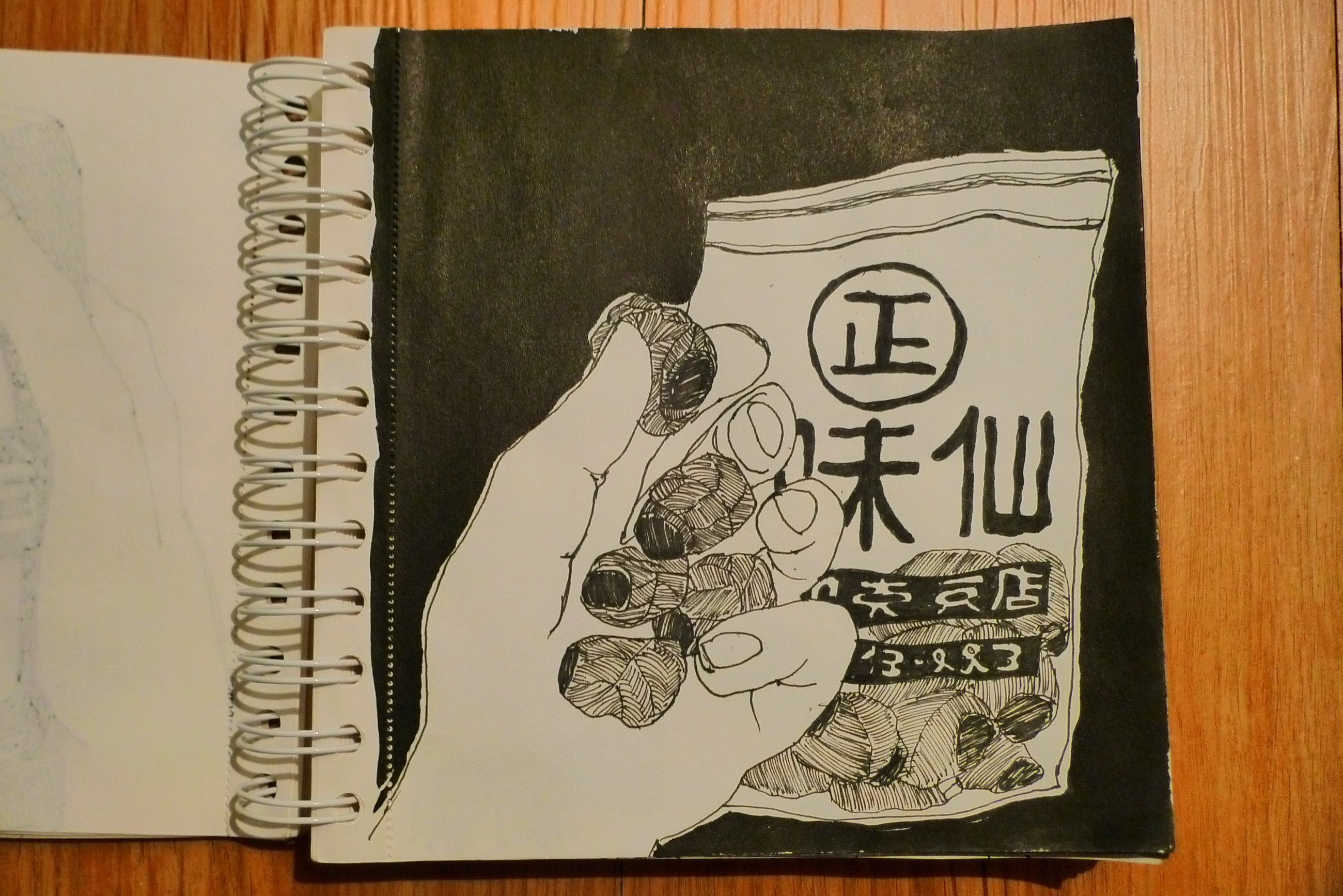 Sketchbook from Taiwan, 2010 — dried snack in a bag