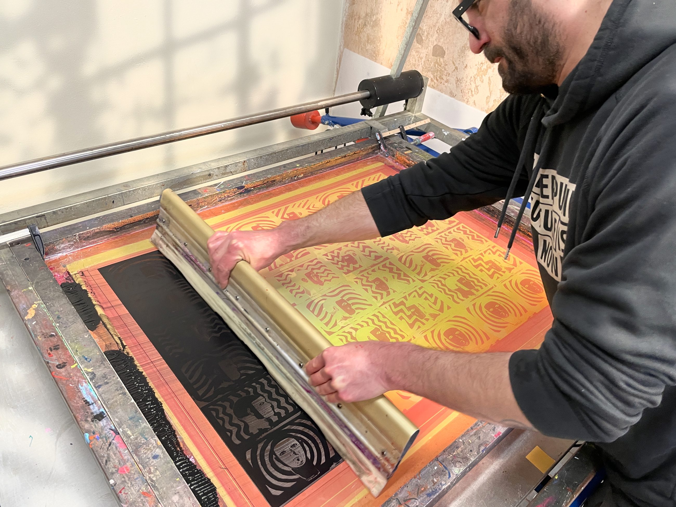 Printing postcards for the Cypherpunks Of The World project, circa 2022