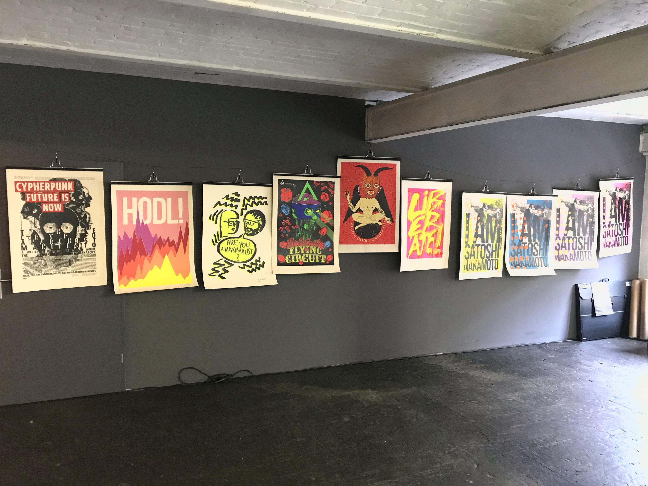 Exhibition at the Lightning conference in Berlin, 2019 — row of posters