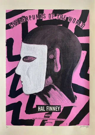 Cypherpunks of the World — Autorský sítotisk — Hal Finney