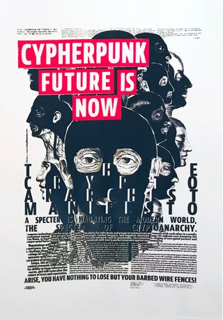 Crypto Anarchist Manifesto — Autorský sítotisk