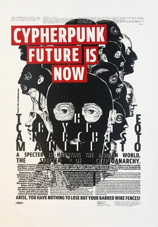 Crypto Anarchist Manifesto — Autorský sítotisk