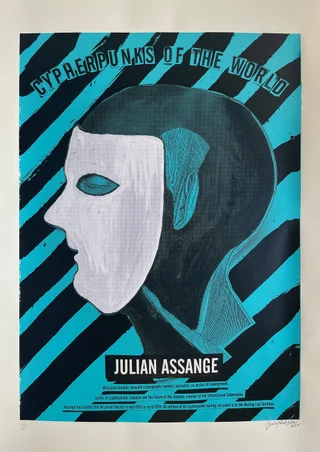 Cypherpunks of the World — Autorský sítotisk — Julian Assange