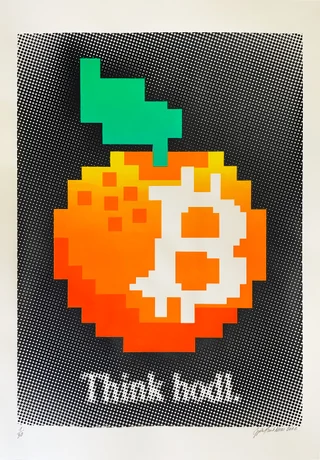 Think Hodl — Autorský sítotisk